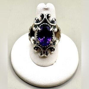 Carolyn Pollack Sterling Silver Amethyst Scroll Ring